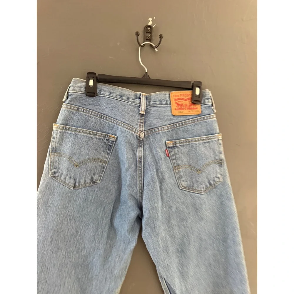 Levis 550 Vintage Relaxed Fit Tapered Leg Light Wash Blue Denim Jeans Mens 31x32